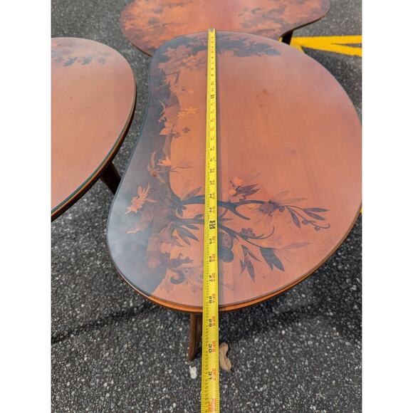 Buchschmid & Gretaux Inlay Inlaid Marquetry 3 pc. Coffee table and 2 End Tables - Picture 11 of 16